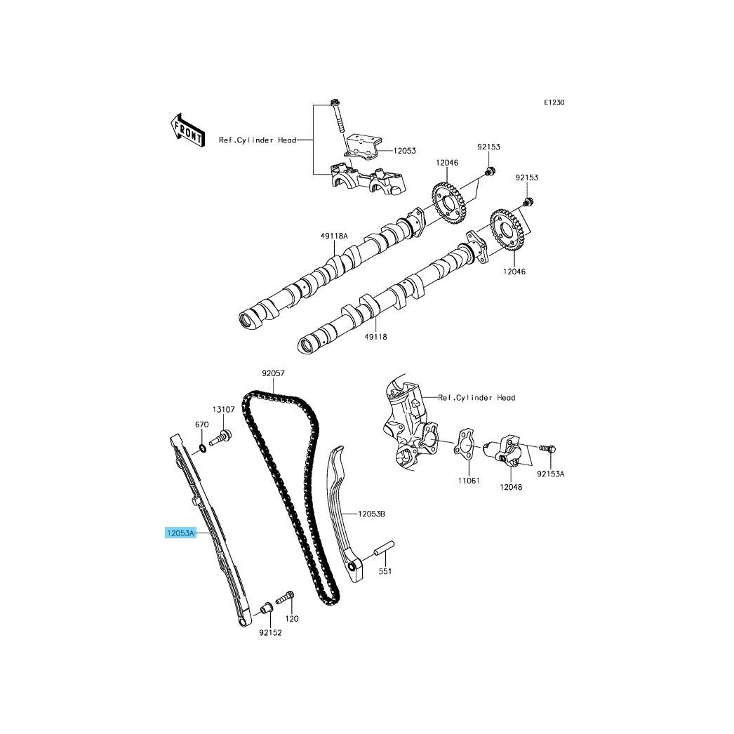 KAWASAKI NINJA ZX-14R ZX1400 2012-2023 Genuine Chain Guide Front 12053-0182 OEM