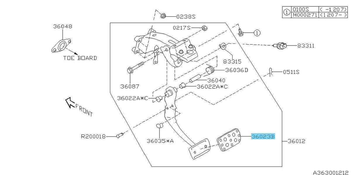 SUBARU FORESTER SH5 2008-2013 Genuine Pad Brake Pedal AT 36023KE000 OEM