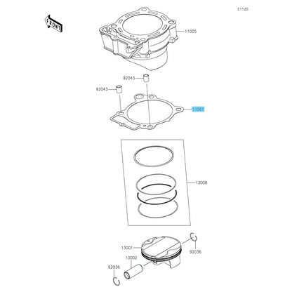 KAWASAKI KX450 '19-25 KX450X '21-25 Genuine Cylinder Base Gasket 11061-1270 OEM