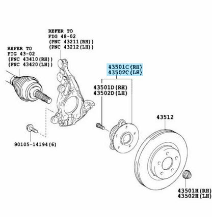 TOYOTA PRIUS 16-22 PRIUS PRIME 17-22  Genuine Front Hub Bearing 43550-47020 OEM