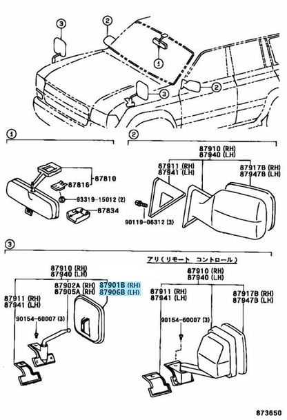 TOYOTA LAND CRUISER FJ40 BJ40 FJ60 Genuine Side Rear View Mirror RH & LH Set OEM