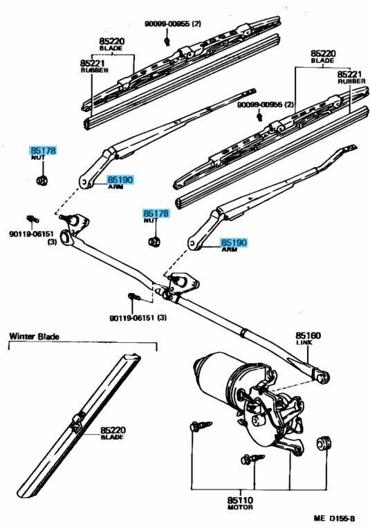 TOYOTA LEVIN TRUENO AE86 RHD Genuine Windshield Wiper Arm RH & LH & Nut Set OEM