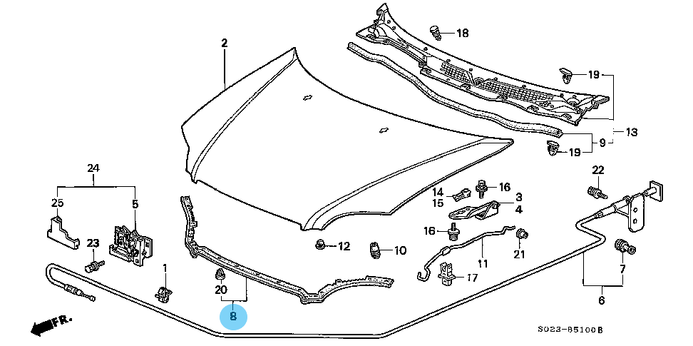 HONDA CIVIC TYPE-R EK9 99-00 Genuine Bonnet Hood Seal Rubber 74142-S04-G10 OEM