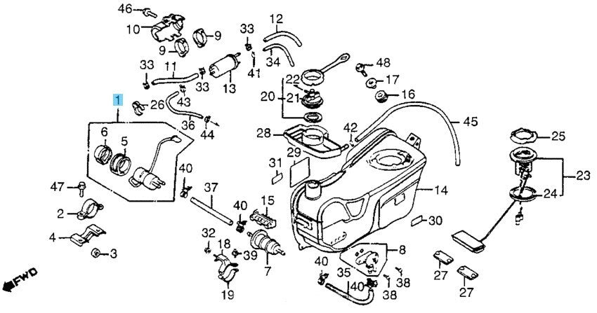 HONDA GOLDWING GL1200A GL1200I 84-86 Genuine fuel Pump assy 16700-MG9-771 OEM