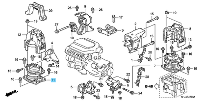 HONDA J30A Genuine Front Engine Mount "Active Control Engine Mount" 50830-SFY-02