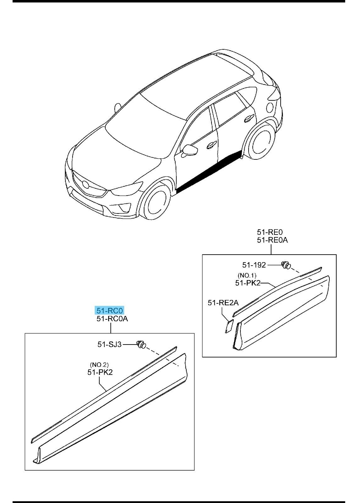 MAZDA CX-5 KE##W 2013-2016 Genuine Side Garnish 'A' RH KD53-51-RA0C OEM