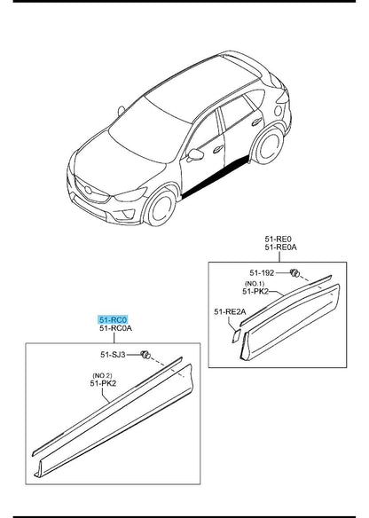 MAZDA CX-5 KE##W 2013-2016 Genuine Side Garnish 'A' RH KD53-51-RA0C OEM