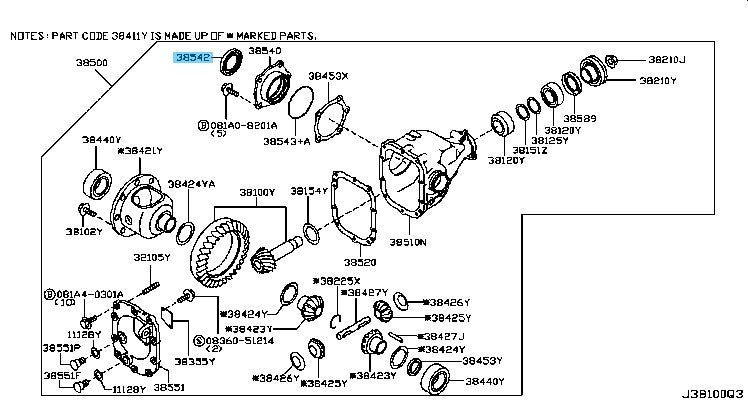NISSAN GT-R R35 '09-24 Genuine Front Side Bearing Retainer Oil Seal For AWD OEM