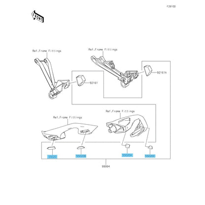 KAWASAKI NINJA 1000SX '20-24 Genuine Grip Stay Guard RH(F & R) & LH(F & R) Set