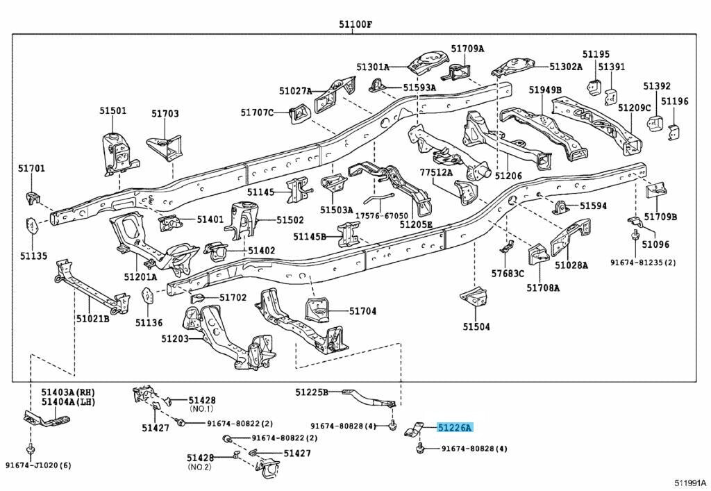 TOYOTA 4RUNNER GRN2## Genuine Front Suspension Member Bracket LH 51226-35060 OEM