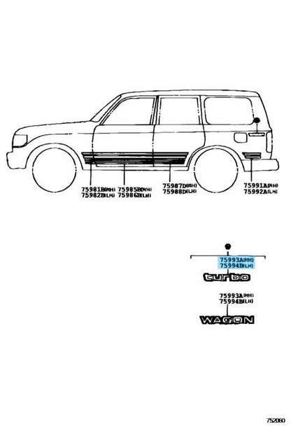 TOYOTA LAND CRUISER HDJ80 HDJ81 HDJ81V Genuine Rear Quarter Decal 2pcs Set OEM