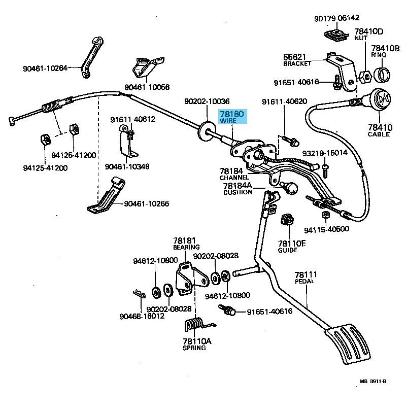 TOYOTA LAND CRUISER BJ4# 77-80 Genuine Accelerator Wire Assy 78180-90310 OEM RHD