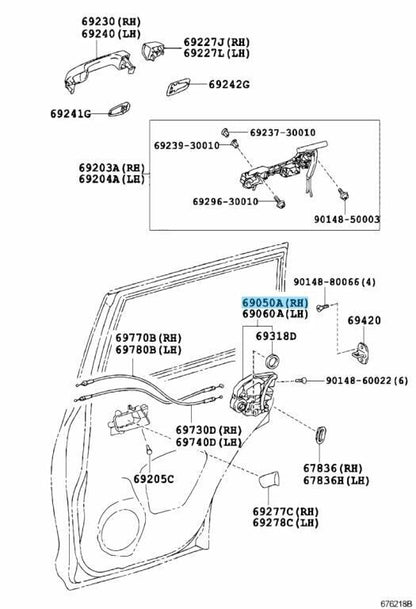 TOYOTA LEXUS Genuine Door Lock Actuator Assy Rear W/Motor Right 69050-33120 OEM