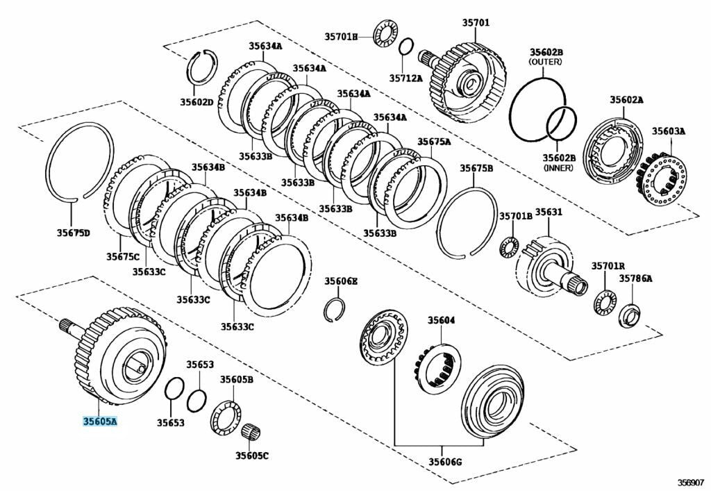 TOYOTA ECHO COROLLA MATRIX Genuine Direct Clutch Drum Sub-Assy 35605-52010 OEM