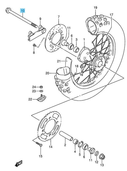 SUZUKI RM85 2002-2010 2012 2015-2017 Genuine Rear Wheel Axle 64711-03B70 OEM