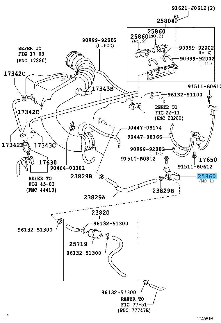 TOYOTA 4RUNNER UZN210 UZN215 '03-09 Genuine Vacuum Switching Valve Assy No.1 OEM