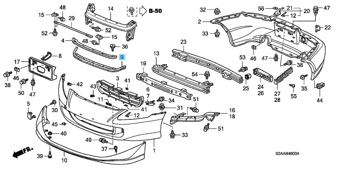 HONDA S2000 AP1 AP2 2000-2009 Genuine Front Bumper Seal 71108-S2A-010 OEM