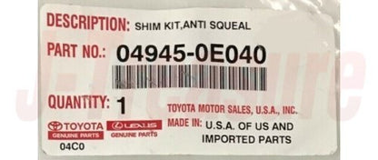 TOYOTA HIGHLANDER ASU50 10-19 Genuine Front Anti Squeal Shim Kit 04945-0E040 OEM