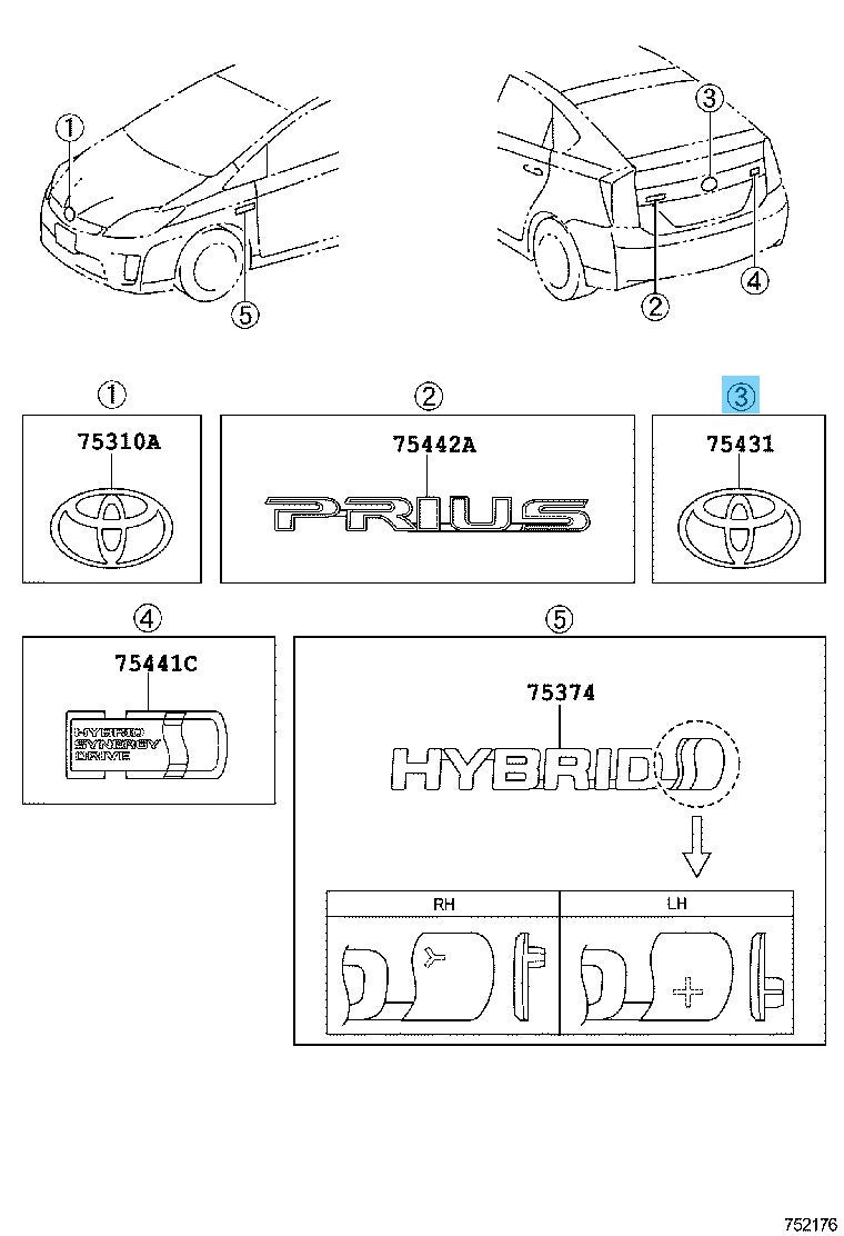 TOYOTA HIGHLANDER GVU48L 2011-2013 Genuine Front Emblem 75310-47020 OEM