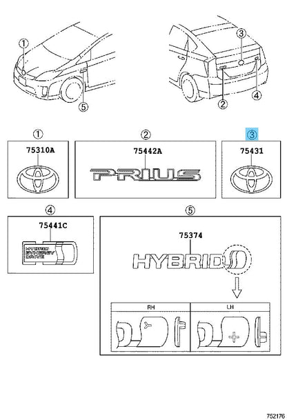 TOYOTA HIGHLANDER GVU48L 2011-2013 Genuine Front Emblem 75310-47020 OEM
