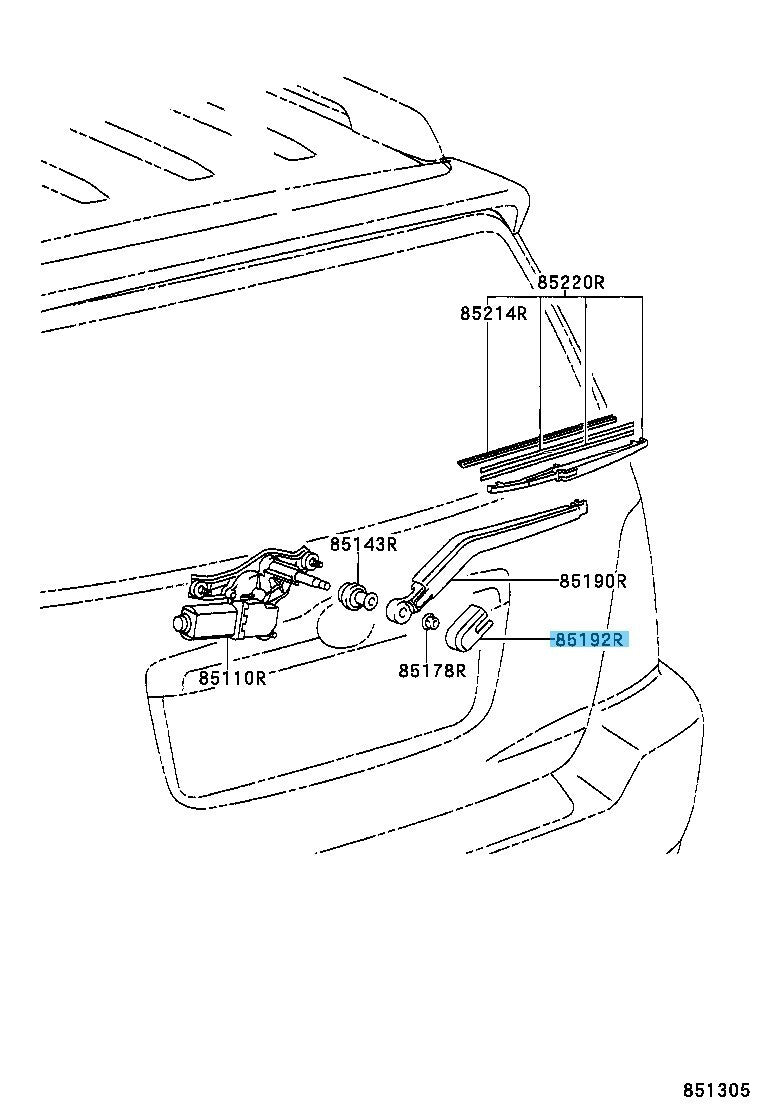 TOYOTA HIGHLANDER ACU20 03-07 Genuine Rear Wiper Arm Head Cap 85292-35010 OEM