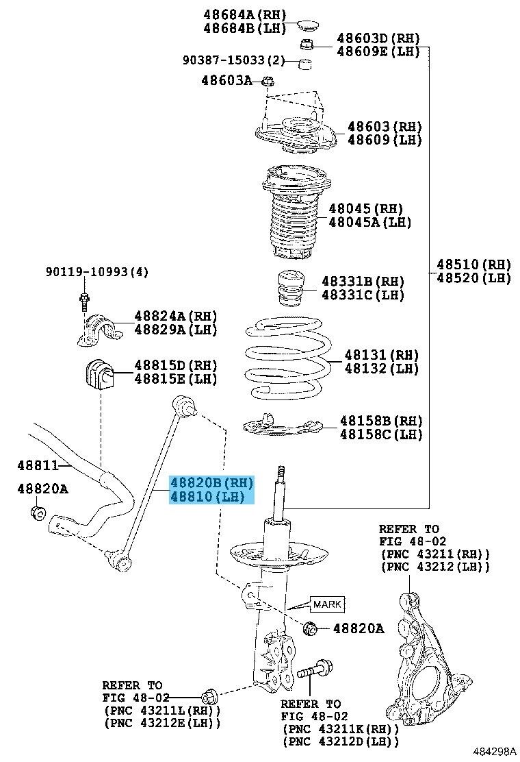 TOYOTA PRIUS ZVW5# 19-22 Genuine Front Stabilizer Link RH or LH 48820-47040 OEM