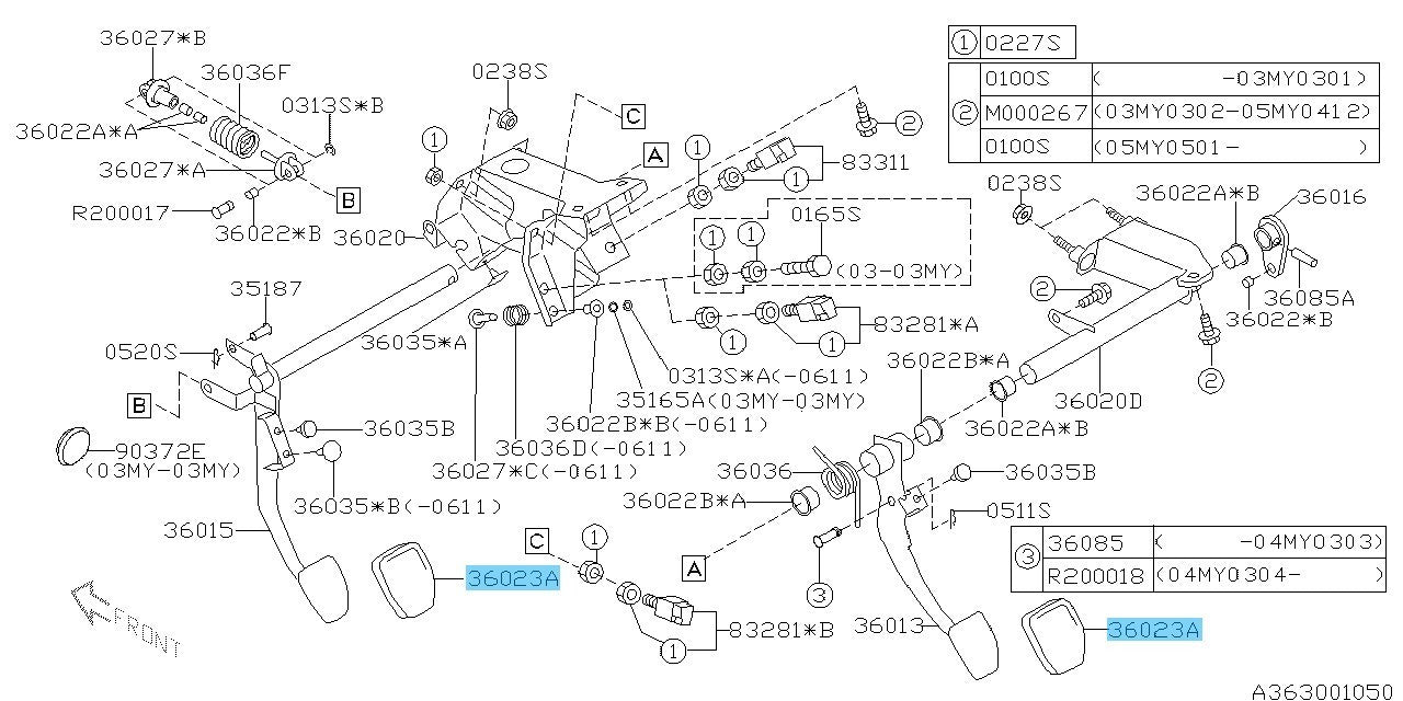 SUBARU IMPREZA GE GH 93-21 Genuine CLUTCH & BRAKE PEDAL PAD 36015GA111 x2 set