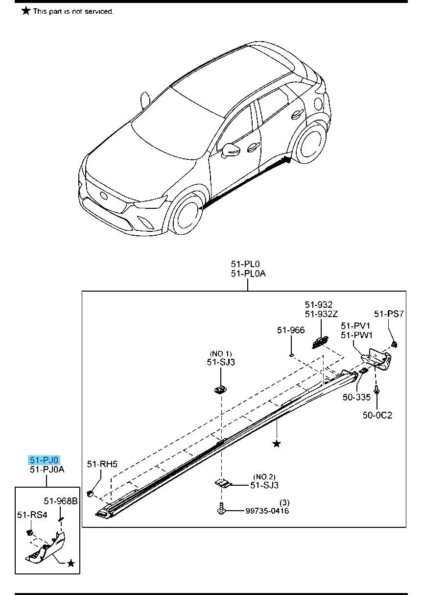 MAZDA CX-3 DK 2016-2021 Genuine Front Lower Step Molding RH D10E-51-PJ0C OEM