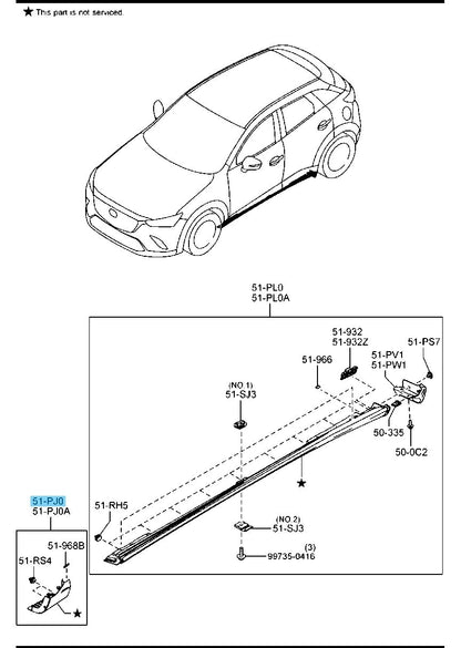 MAZDA CX-3 DK 2016-2021 Genuine Front Lower Step Molding RH D10E-51-PJ0C OEM