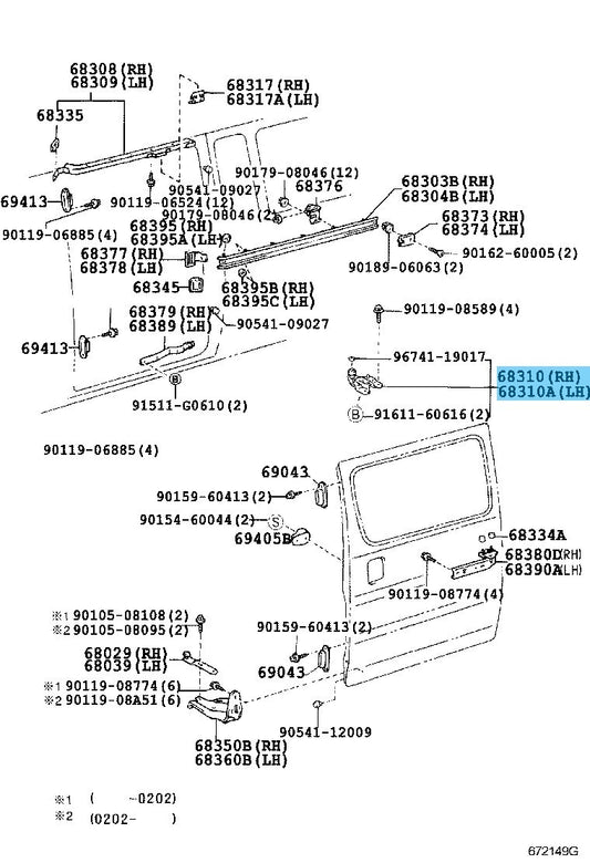 TOYOTA HIACE LH1## RZH1## Genuine Slide Door Upper Roller Assy RH or LH OME