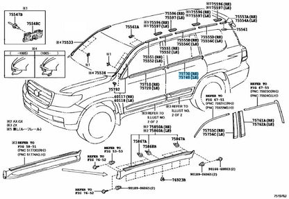 TOYOTA LAND CRUISER 08-15 Genuine Front Door Belt Molding Rear RH & LH Set OEM