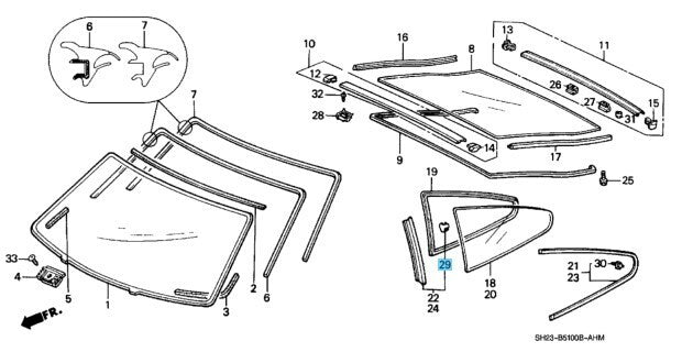 HONDA CR-X EF7 EF8 88-91 Genuine Quarter Garnish Clip 91509-SH2-003 x6 set OEM