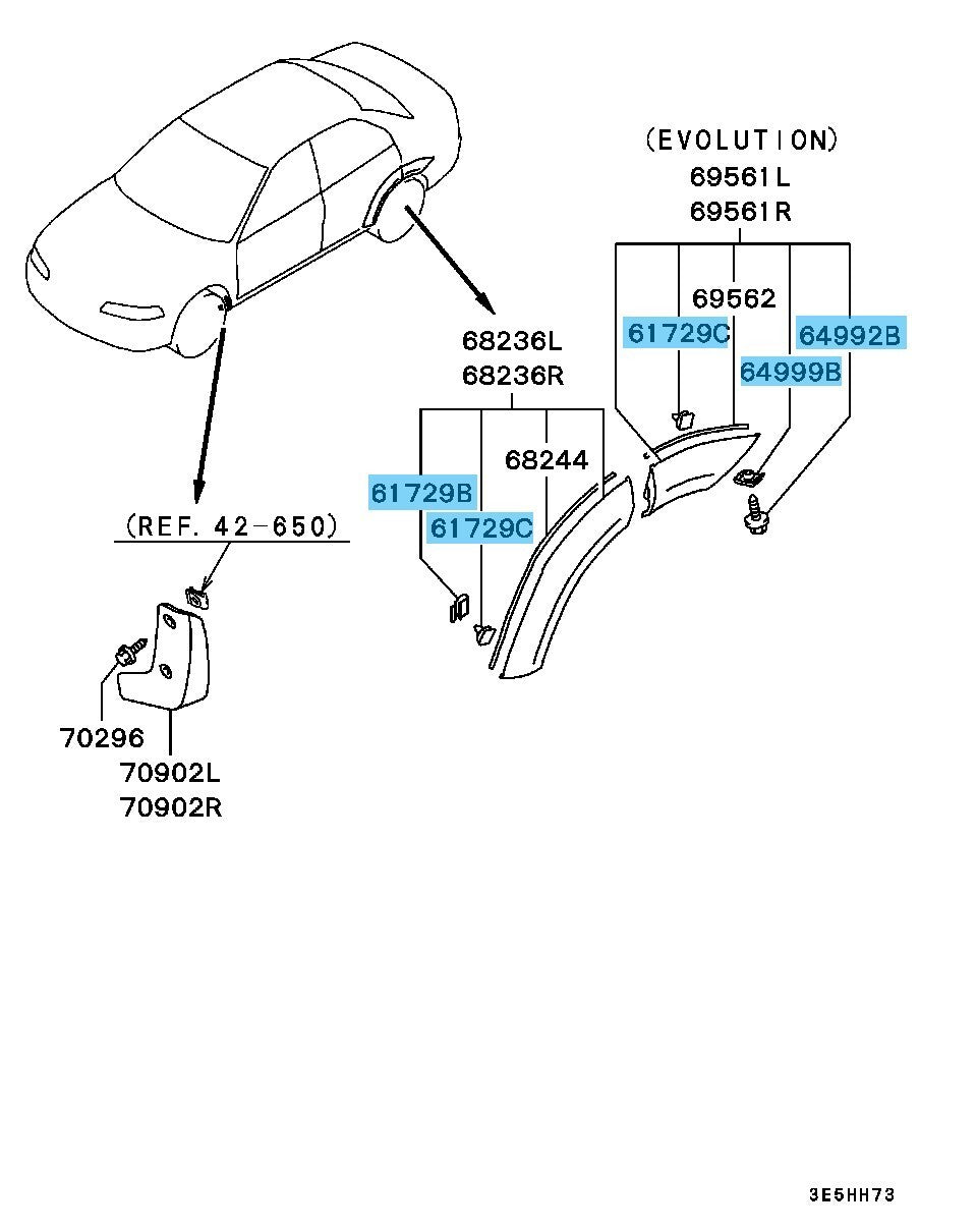 MITSUBISHI LANCER EVOLUTION 5 6 CP9A  Genuine Over Fender Clip Set OEM
