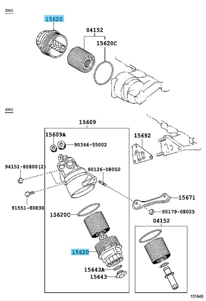 LEXUS IS350 GSE26L GSE36L 2011-2013 Genuine Oil Filter Cap Assy 15620-31050 OEM