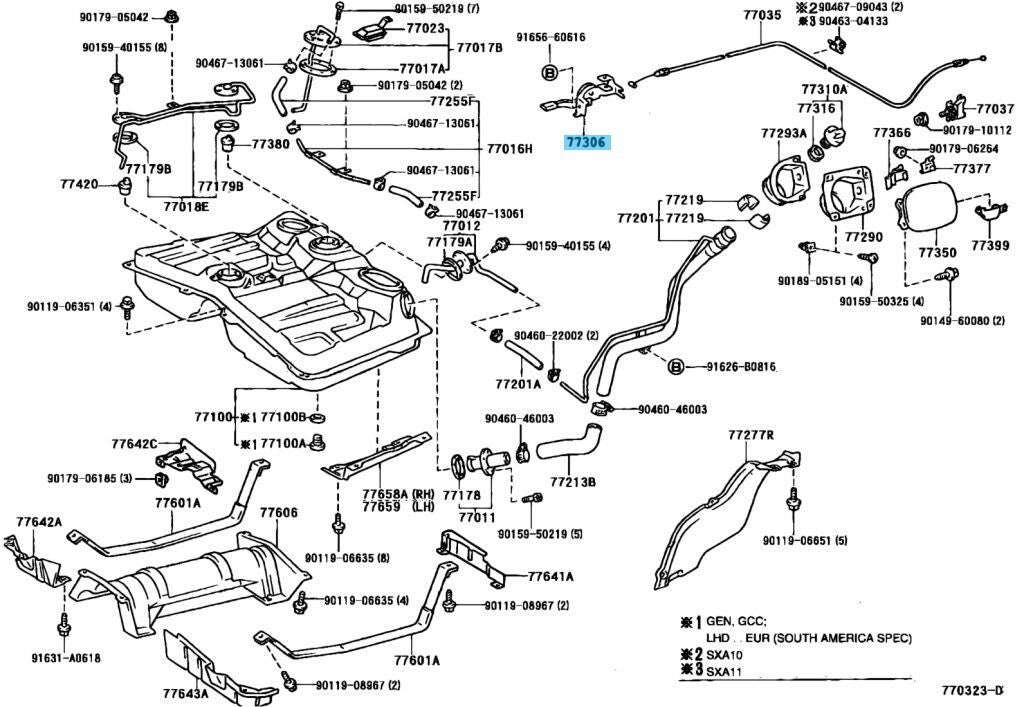 TOYOTA RAV4 ACA2# ACA3# 96-18 Genuine Fuel Lid Lock Open Lever 77306-32020 OEM