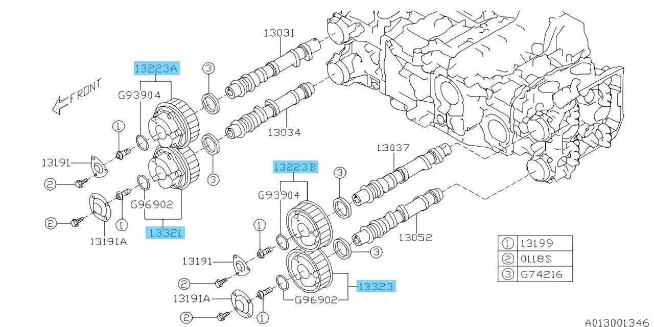 SUBARU IMPREZA WRX STI GRF 08-14 Genuine Camshaft In & Ex Sprocket RH LH Set OEM