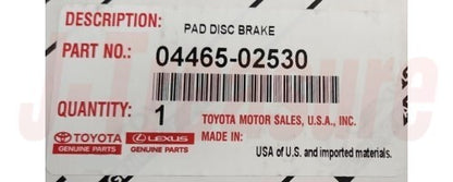 TOYOTA HIGHLANDER XU70 20-22 Genuine Front Disc Brake Pad Kit 04465-02530 OEM