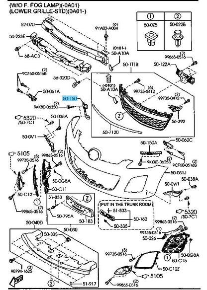MAZDA CX-7 ER19 10-12 Genuine Front Bumper Lower Bracket RH EH44-50-151D OEM