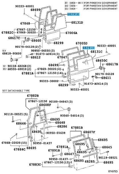TOYOTA LAND CRUISER LX LJ77 Genuine Back Door Glass Weatherstrip RH & LH Set OEM