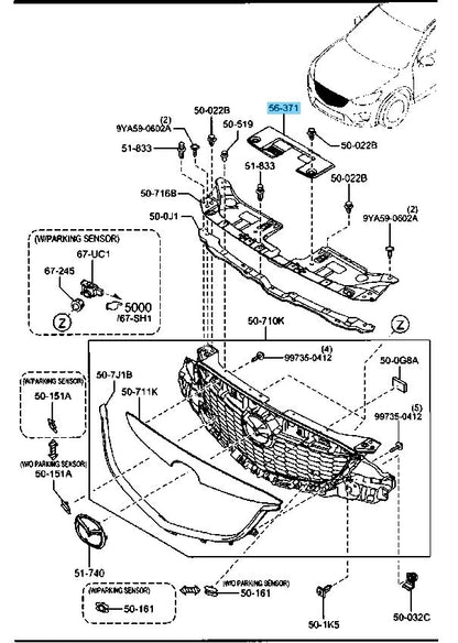 MAZDA CX-5 KE##W 2013-2016 Genuine Seal-Shroud Up. Board(R) KD45-56-381 OEM