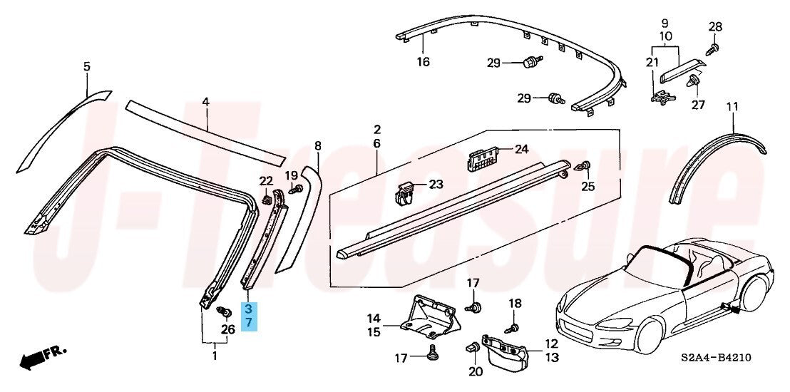 HONDA S2000 AP1 AP2 2000-2009 Genuine Front Pillar Molding ASSY RH & LH Set OEM