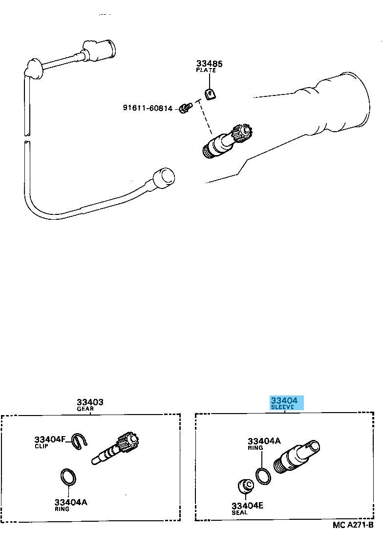 TOYOTA 4RUNNER TRUCK RN80 89-91 Genuine MT Speedometer Shaft Sleeve Assy OEM