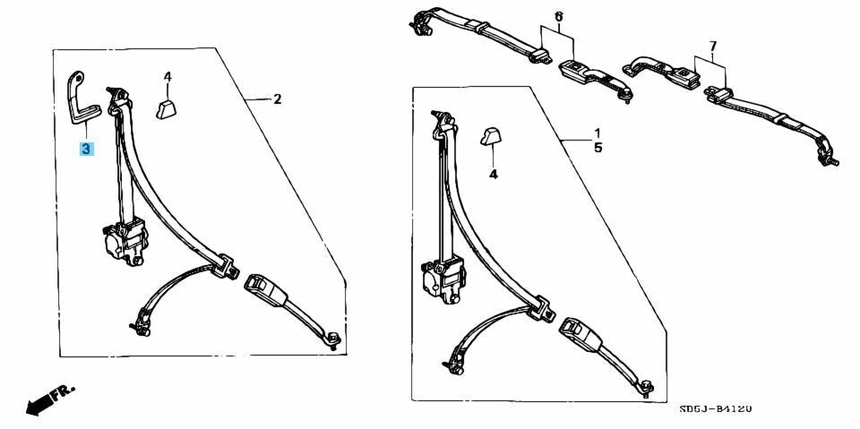 HONDA CIVIC EF3 EF9 87-91 Genuine Front Seatbelt Arm 81415-SH3-004 x2 Set OEM