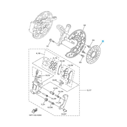 YAMAHA YFZ450R 2009-2013 Genuine Front Brake Disc 3GD-2582T-10-00 OEM