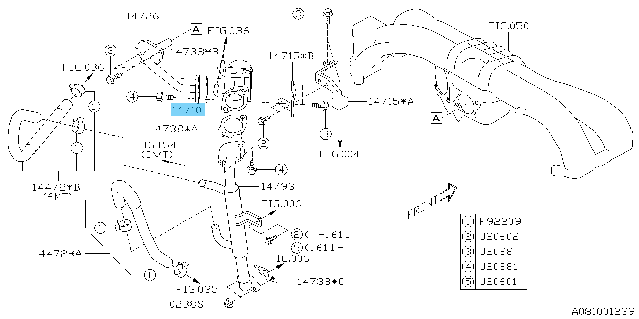 SUBARU WRX VAG 2015-2020 Genuine EGR Valve Control Assy 14710AA780 OEM