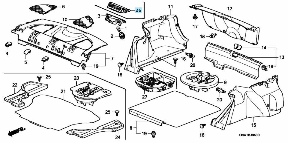 HONDA CIVIC 4D HYBRID 06-11  Genuine High Mount Stop Lamp Assy 34270-SNC-A02 OEM