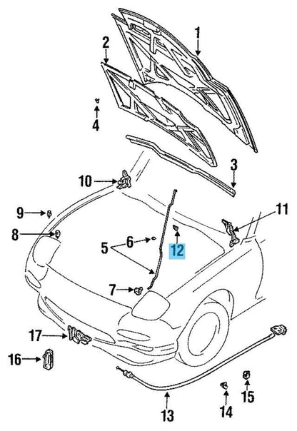 MAZDA RX-7 FD3S 1993-1995 Genuine Hood Support Rod Holder FD01-56-642 OEM