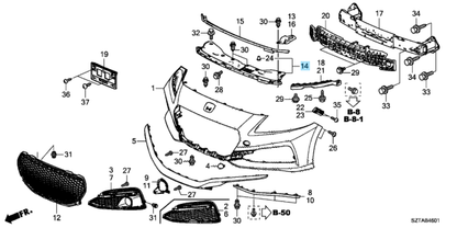 HONDA CR-Z ZF2 Genuine Beam Front Bumper Center Upper Cover 71125-SZT-G01 OEM