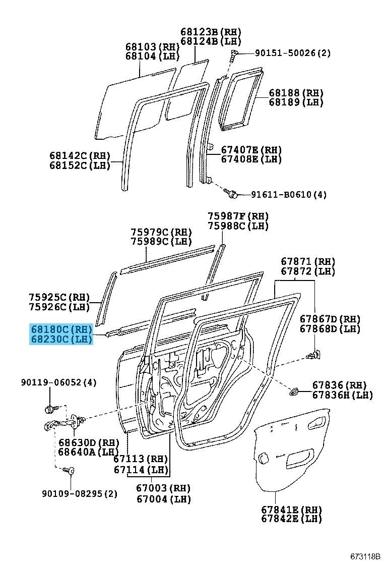TOYOTA SCION xB NCP31 04-06 Genuine Rr/Door Glass Weatherstrip OUTER RH & LH Set