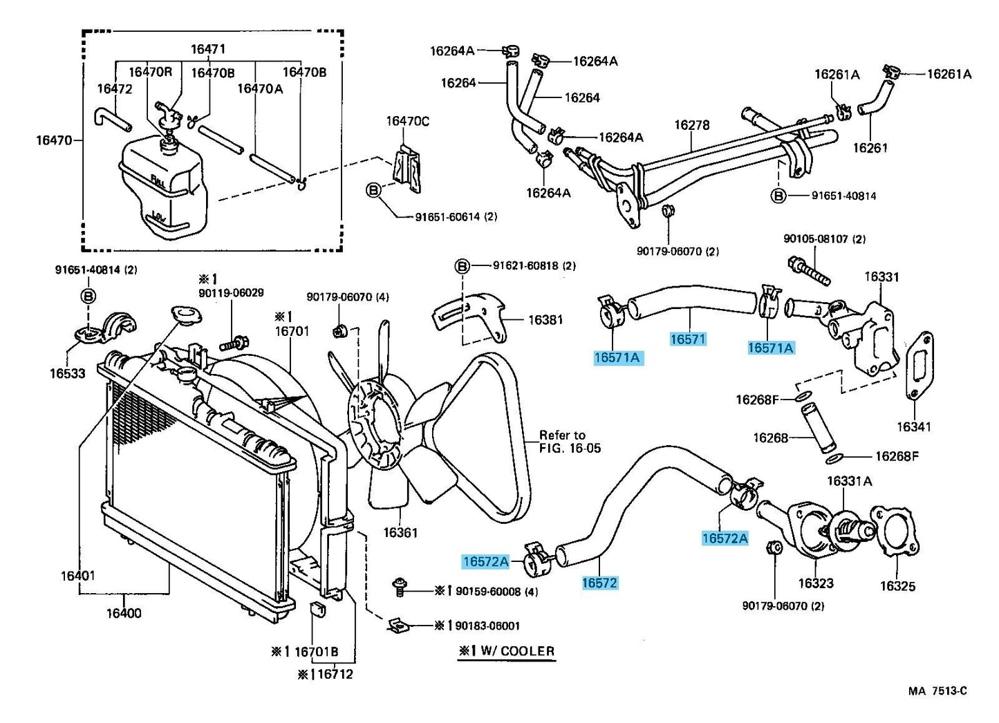 TOYOTA LEVIN TURENO AE86 80-87 Genuine Radiator Inlet & Outlet Hose & Clamp Set